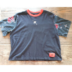 Nike Shirt Womens‎ Medium Black Red Bandana Graphic Western Crew Cropped Tee
